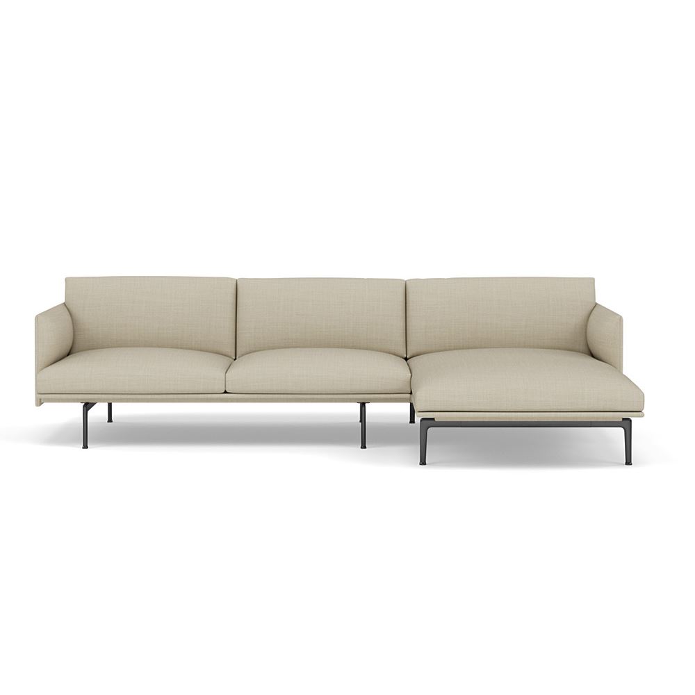 Outline Sofa With Chaise Longue Right Black Canvas 216