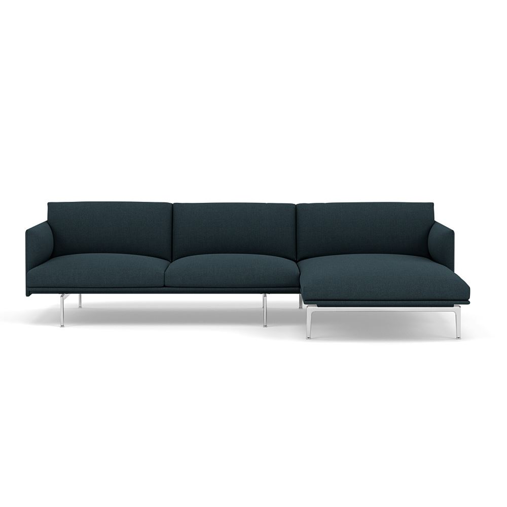 Outline Sofa With Chaise Longue Right Polished Aluminum Remix 873