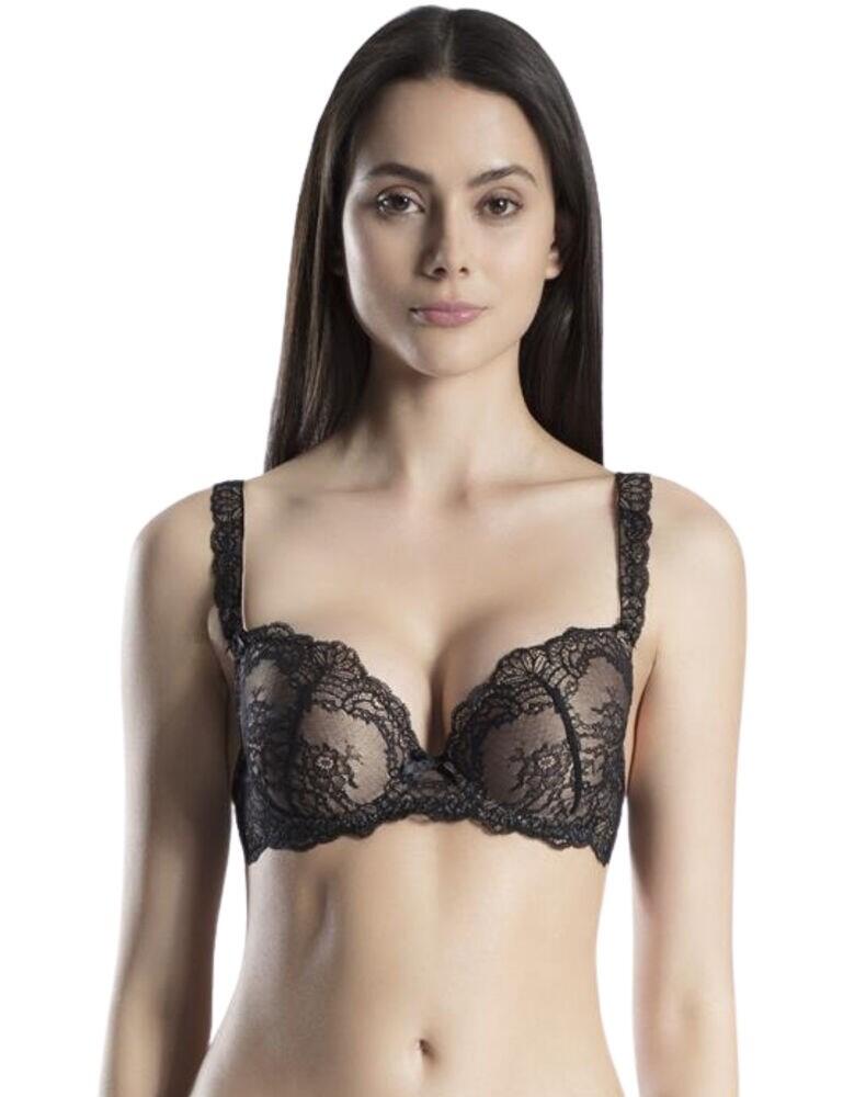 Look utterly exquisite in this moulded plunge bra from the Danse Des Sens range by Aubade. This bra is adorned in stunning lace which looks very luxurious and stylish. The scalloped lace design on the underband also adds an extra hint of femininity to this bra. The cups are underwired for support and uplift and they are also padded for a push-up look which makes the cleavage look amazing. The plunge style also emphasises the cleavage even further. The adjustable straps allow for an individual fit and this design secures at the rear with a hook and eye closure. Pair with matching items from the Danse Des Sens range for an opulent look.  Sexy yet elegant design Gorgeous lace Scalloped lace on underband Underwired cups for support and uplift Padded cups for a push-up look Plunge style accentuates cleavage Adjustable straps for an individual fit Secures at the rear with a hook and eye Matching co-ordinates available! Composition: Lace - 89% Polyamide &pipe; 11% Elastane Lining - 100% Polyester Listed in UK sizes  45936-84357-1169208 OG08-N Plunge Bra