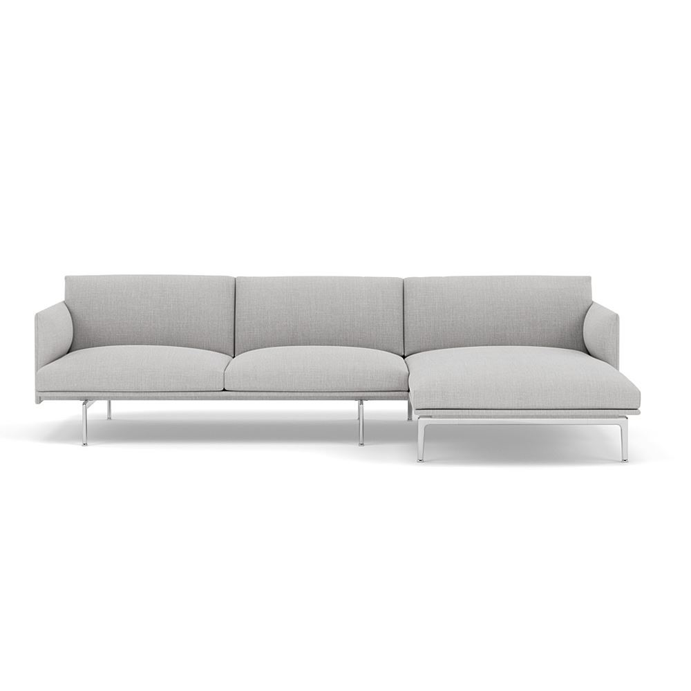 Outline Sofa With Chaise Longue Right Polished Aluminum Remix 123