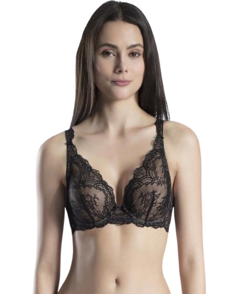 Feel sexy in this plunge triangle bra from the Danse Des Sens range by Aubade. This bra is adorned in stunning lace which offers a very feminine look, along with the scalloped edges. This bra is underwired for support and uplift but non-padded for a very natural fit and feel. The popular triangle style offers a plunging neckline which allows you to showcase your cleavage. The straps are adjustable so that you can find your unique fit and this bra secures at the rear with a hook and eye closure. Pair with matching items from the Danse Des Sens range for a stylish look.  Feminine, on-trend design Stunning lace Underwired for support and uplift Non-wired for a natural fit and feel Flattering triangle plunge style enhances the cleavage Adjustable straps to find your individual fit Secures at the rear with a hook and eye closure Matching coordinates available! Composition: Lace - 89% Polyamide &pipe; 11% Elastane Lining - 100% Polyester Listed in UK sizes  45940-84363-1171997 OG12 Triangle Plunge Bra