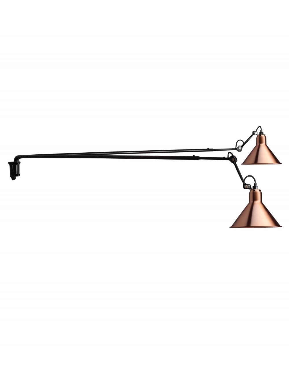 Lampe Gras 213 Long Double Wall Light Copper With White Interior