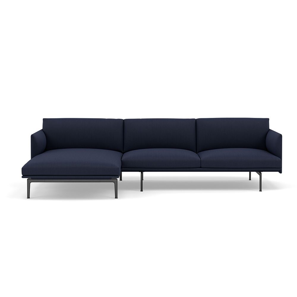 Outline Sofa With Chaise Longue Left Black Balder 782