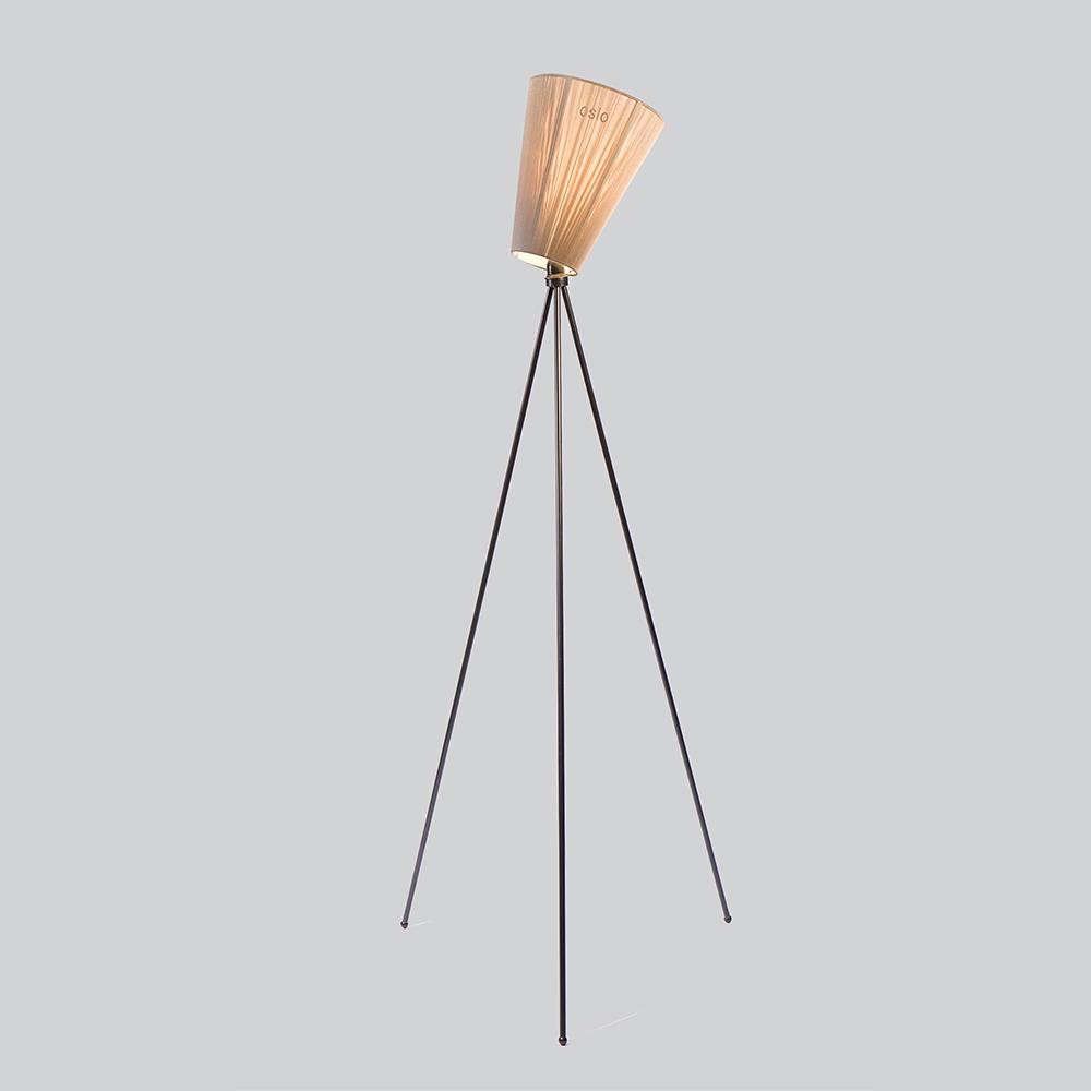 Oslo Wood Floor Lamp Matt Black Beige