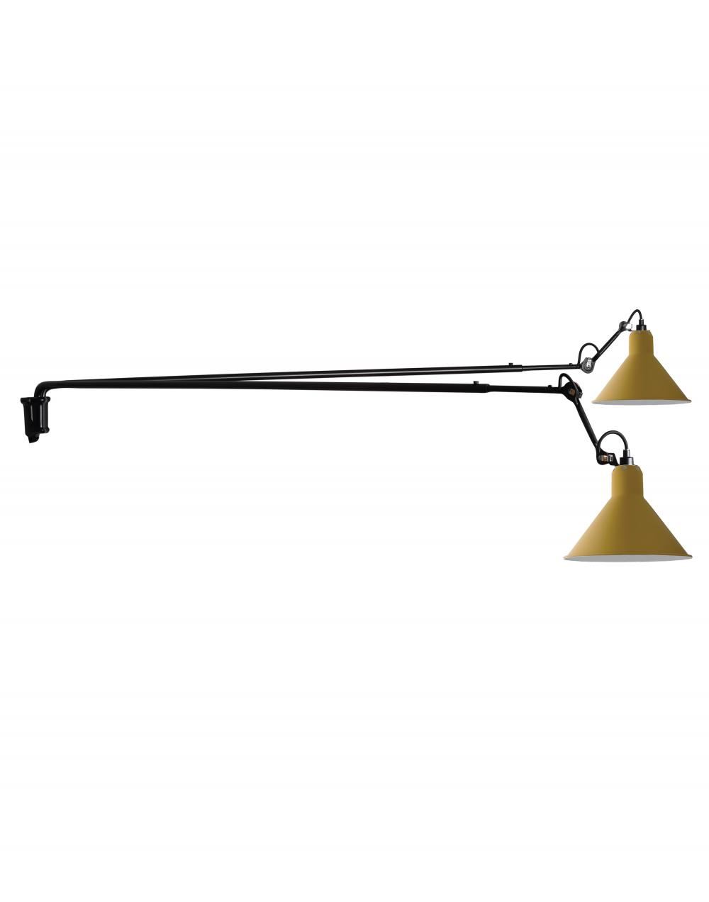 Lampe Gras 213 Long Double Wall Light Yellow Shade