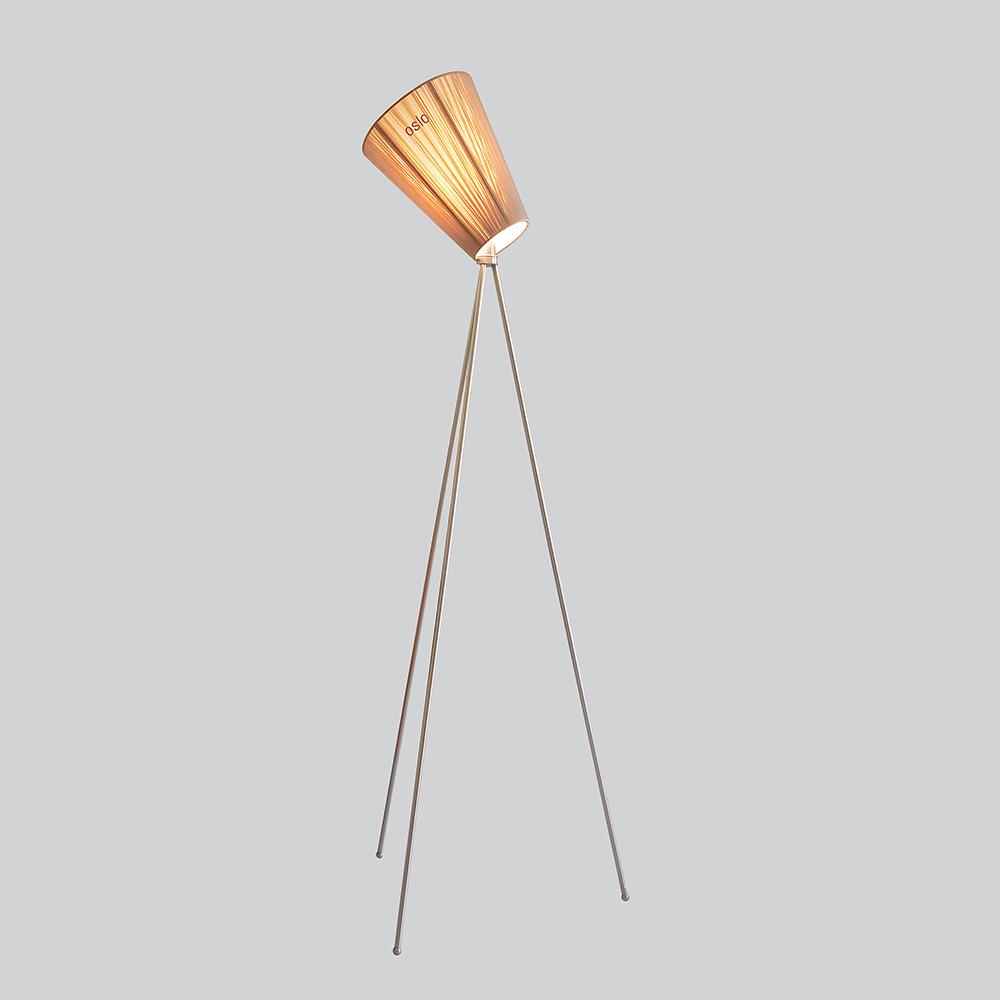 Oslo Wood Floor Lamp Steel Beige