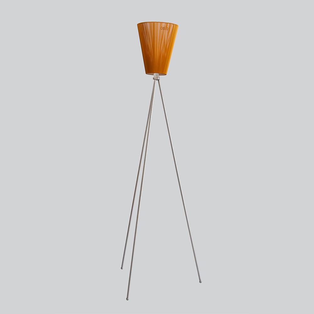 Oslo Wood Floor Lamp Steel Caramel