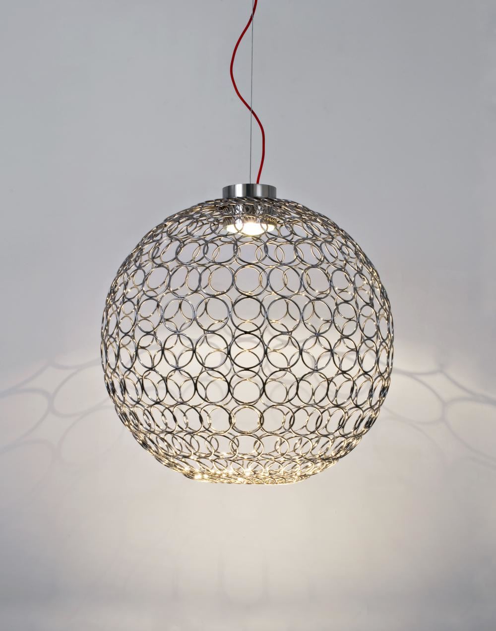 Terzani Gra Sphere Pendant Medium Nickel Silver Designer Pendant Lighting