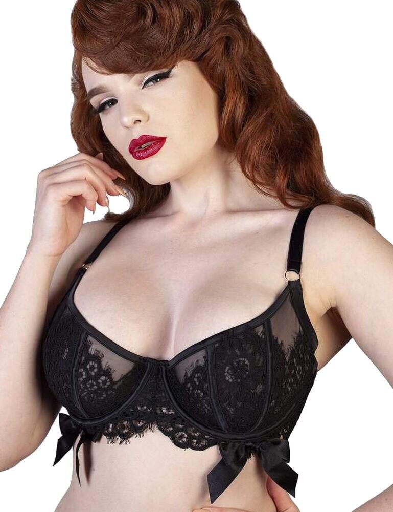 Let your mischievous self come out to play with the Playful Promises Josephine longline bra. It has been meticulously designed to fit fuller busts perfectly and adorned with delicate eyelash lace upon flirty sheer mesh. Featuring an elasticated under-band ribbon beneath the cups, creating a sultry cut-out. The cups are underwired and allow excellent support and uplift for fuller busts. The shoulder straps are adjustable for an individual fit and the bra fastens with a hook and eye closure to the rear. Add this luxurious piece to your boudoir lingerie collection.  Feminine design Flirty lace and mesh Underwired Non-padded cups Adjustable straps Hook and eye closure Lace 70% Nylon &pipe; 30% Cotton Mesh 90% Polyester &pipe; 10% Elastane UK Sizes  45303-84392-1120905 PPFB3111 Longline Bra