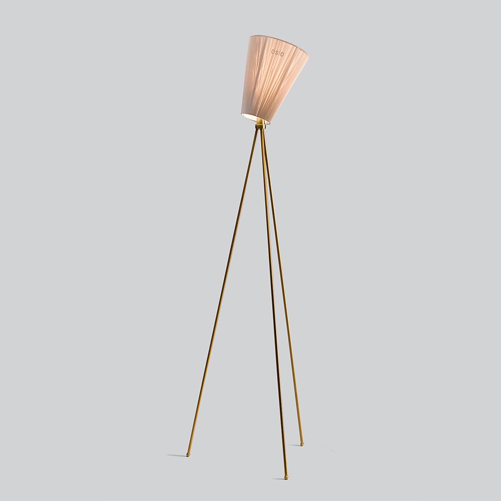 Oslo Wood Floor Lamp Gold Beige