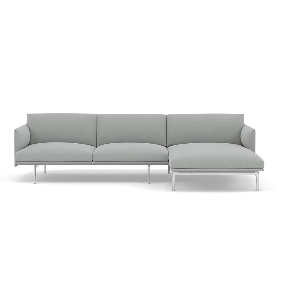 Outline Sofa With Chaise Longue Right Polished Aluminum Canvas 124