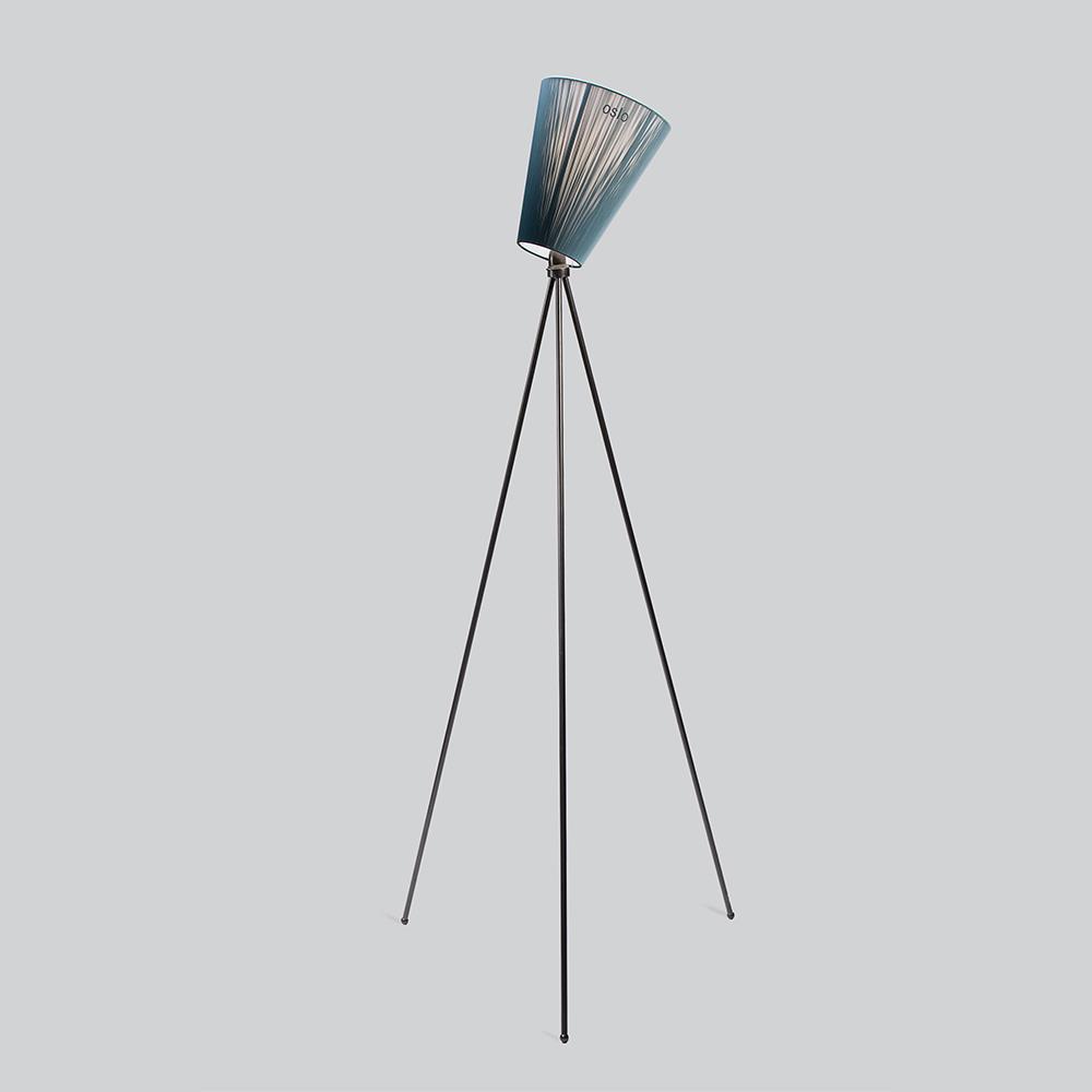 Oslo Wood Floor Lamp Matt Black Green