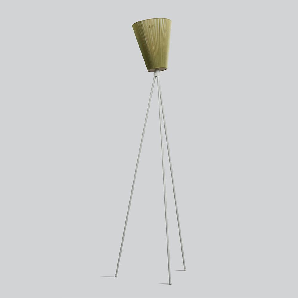 Oslo Wood Floor Lamp Light Grey Olive Green