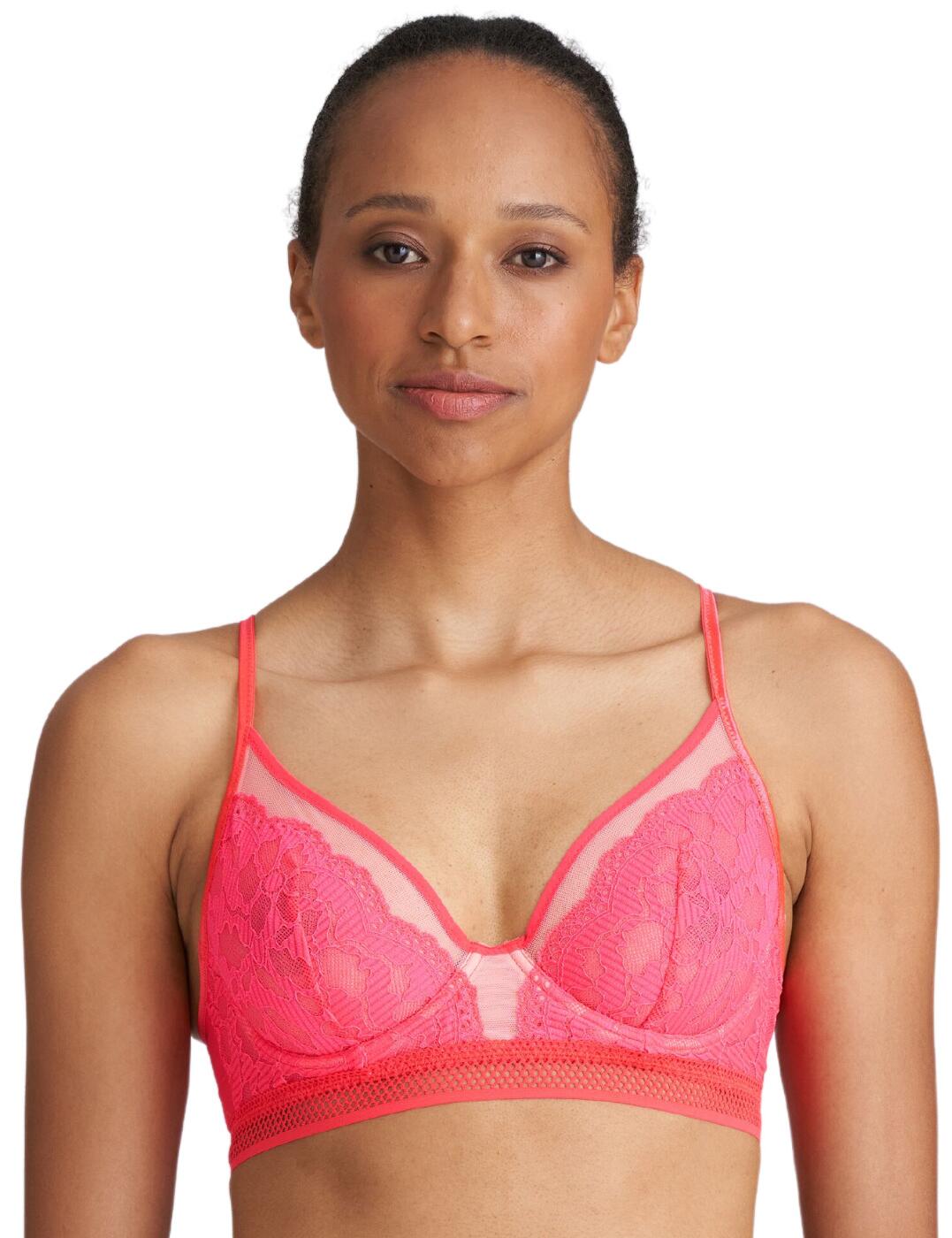 Upgrade your lingerie collection with the luxurious and timeless Marie Jo Suto Plunge Bra. Crafted from luxurious fabric and expertly designed with delicate lace, this plunge bra ensures unparalleled support and timeless style. The non-padded cups are underwired for extra support, while the longline fit with a contrasting lace band offers a bold, luxe look. The cups feature a lace detailing which is scalloped down the edge for a feminine feel, while the delicate thin adjustable straps and secure hook and eye fastening make for a comfortable yet secure fit. The Marie Jo Suto Plunge Bra is the perfect addition to any modern, sophisticated woman's collection who appreciates timeless luxury. Plus, there's a selection of beautiful matching coordinates to complete the chic collection.