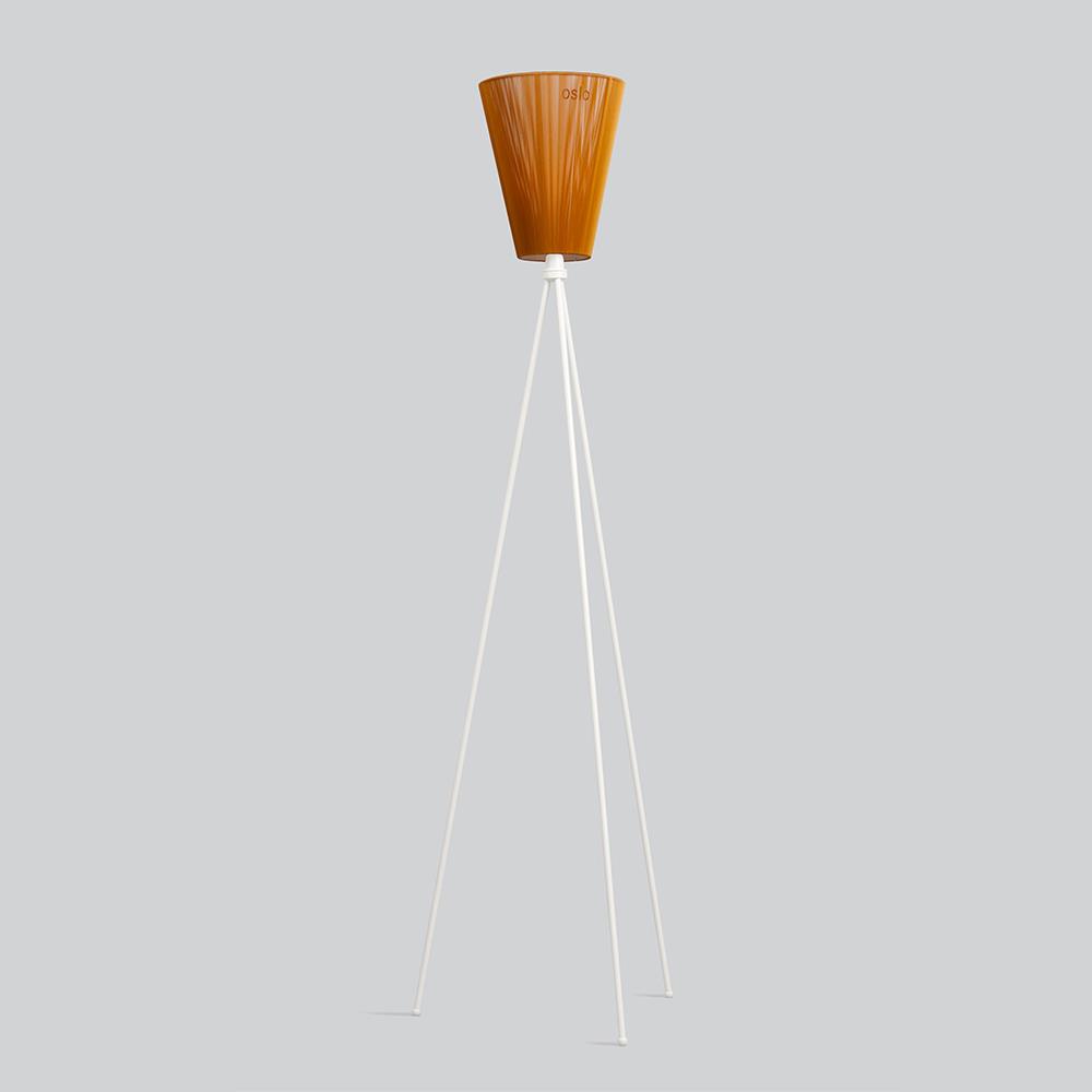 Oslo Wood Floor Lamp Matt White Caramel