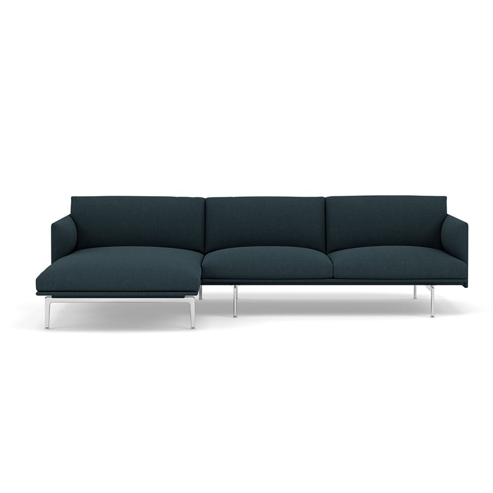 Outline Sofa With Chaise Longue Left Polished Aluminum Remix 873