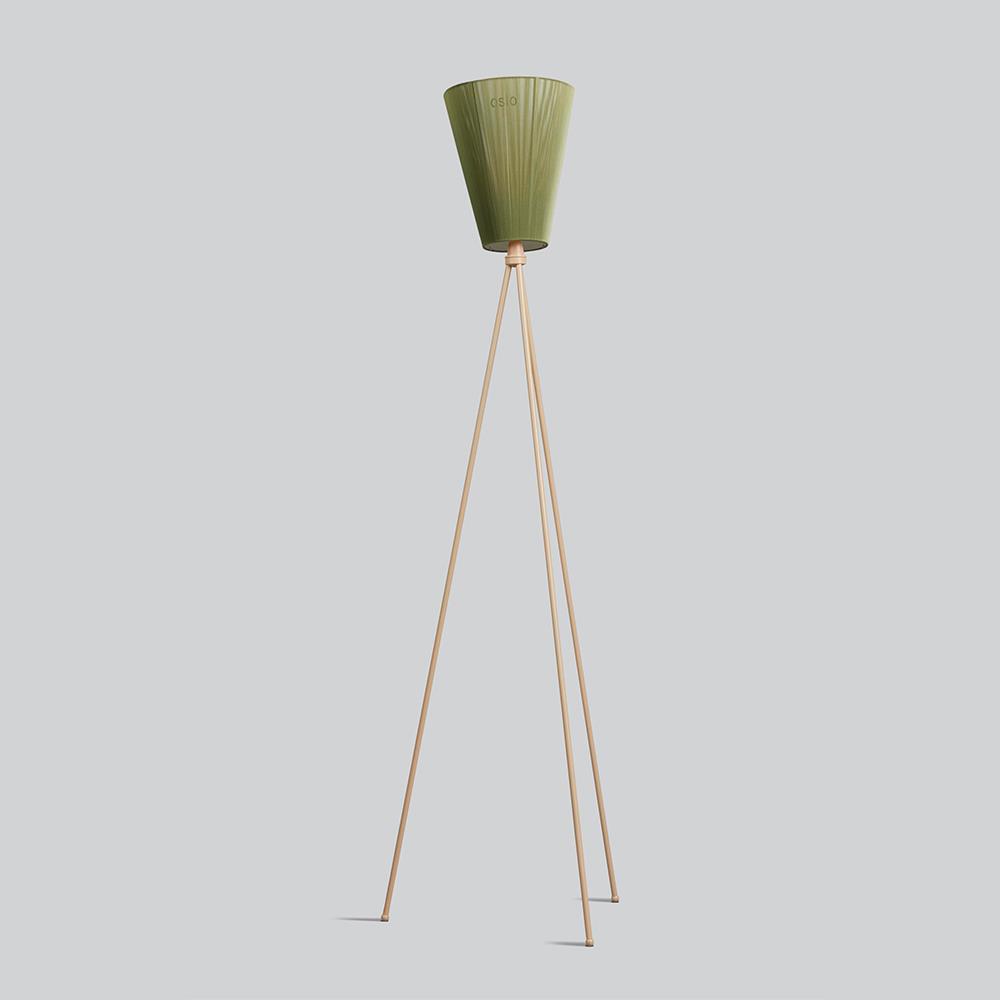 Oslo Wood Floor Lamp Beige Olive Green