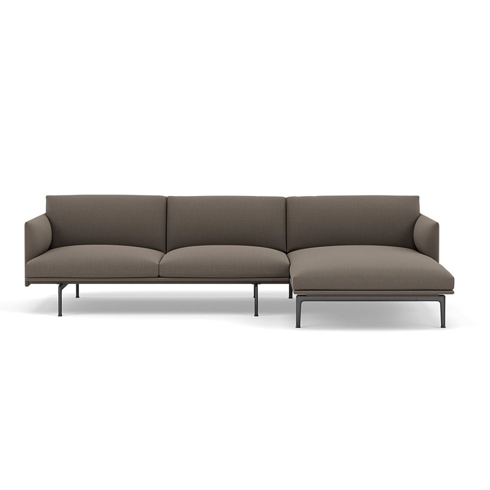 Outline Sofa With Chaise Longue Right Black Canvas 264