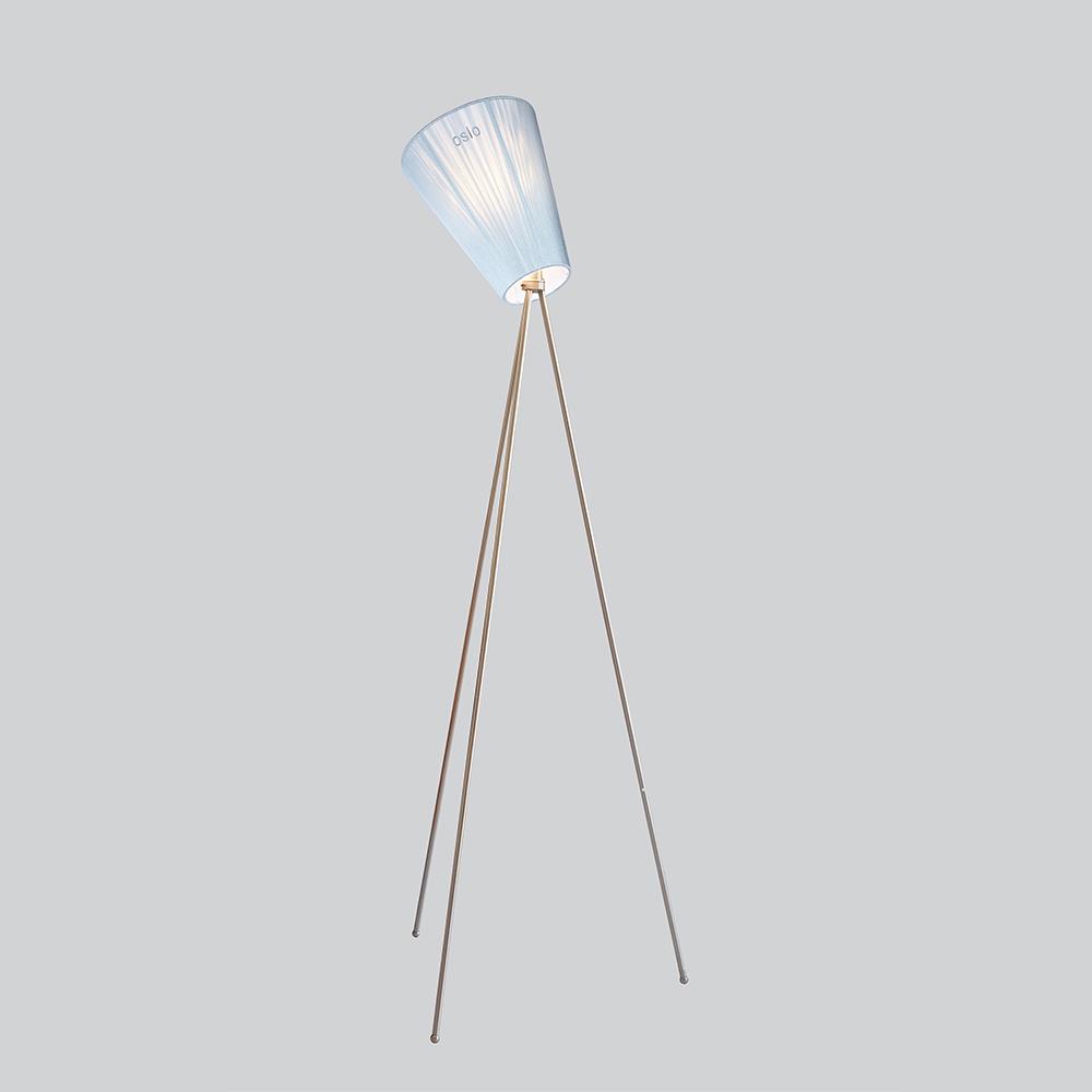 Oslo Wood Floor Lamp Steel Light Blue