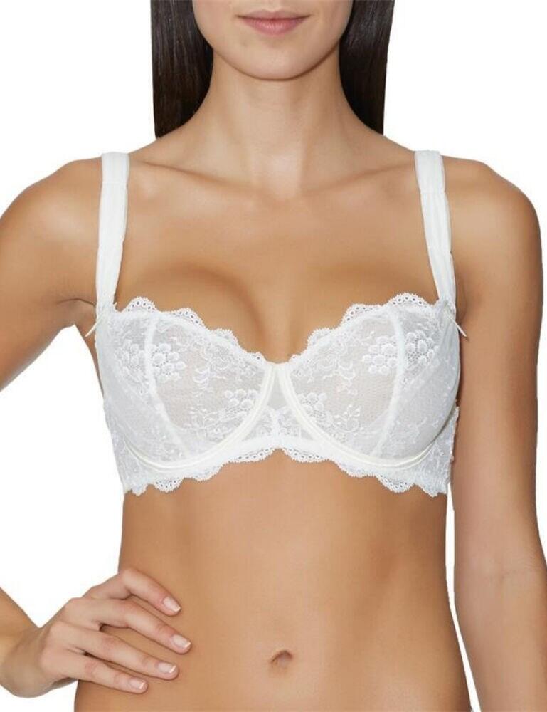 If you're looking for a bra which screams femininity and elegance, then look no further than this stunning comfort full cup bra from the A L'Amour range by Aubade. This bra is adorned in lace and has extra decorative details of scalloped edges and dainty bows. This bra is underwired for support and uplift but non-padded for a natural fit and feel. The straps are adjustable so that you can find your individual fit and this bra secures at the rear with a hook and eye closure. This bra is designed for women with a fuller bust, and is very supportive. Pair with matching items from the A L'Amour range for a stunning look.  Feminine, stunning design Adorned in lace Stunning decorative details Underwired for support and uplift Adjustable straps Secures at the rear with hook and eye Offers good support for a fuller bust Matching co-ordinates available! Composition: 94% Polyamide &pipe; 6% Elastane  Listed in UK sizes  45972-84425-1121319 DA14-2  Half Cup Bra