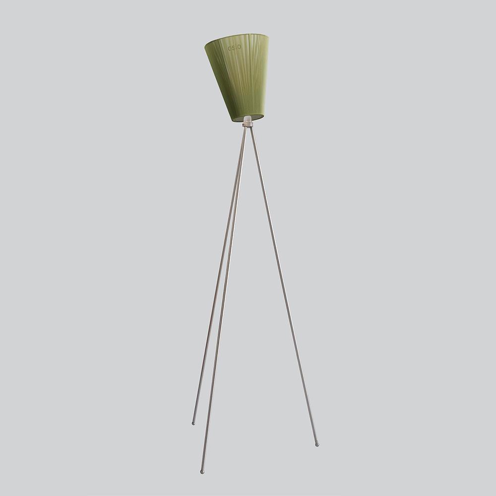 Oslo Wood Floor Lamp Steel Olive Green