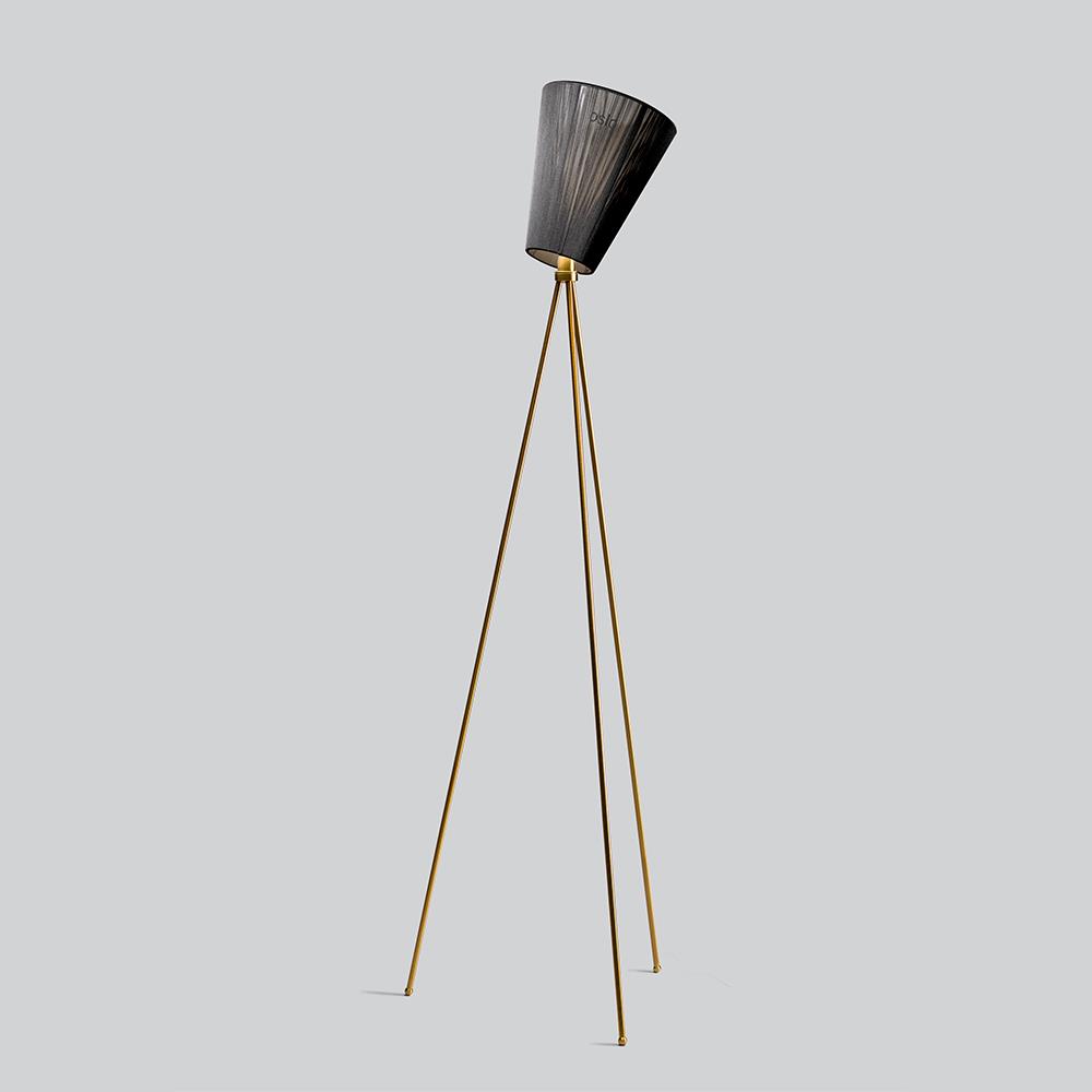 Oslo Wood Floor Lamp Gold Black