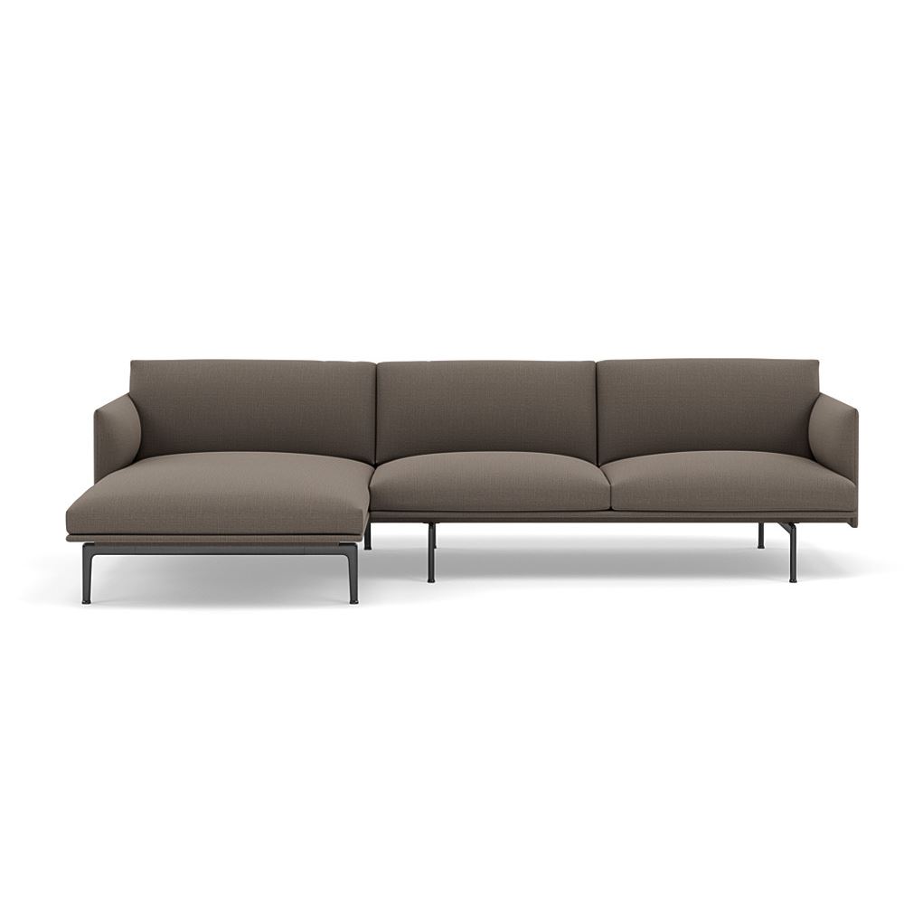 Outline Sofa With Chaise Longue Left Black Canvas 264
