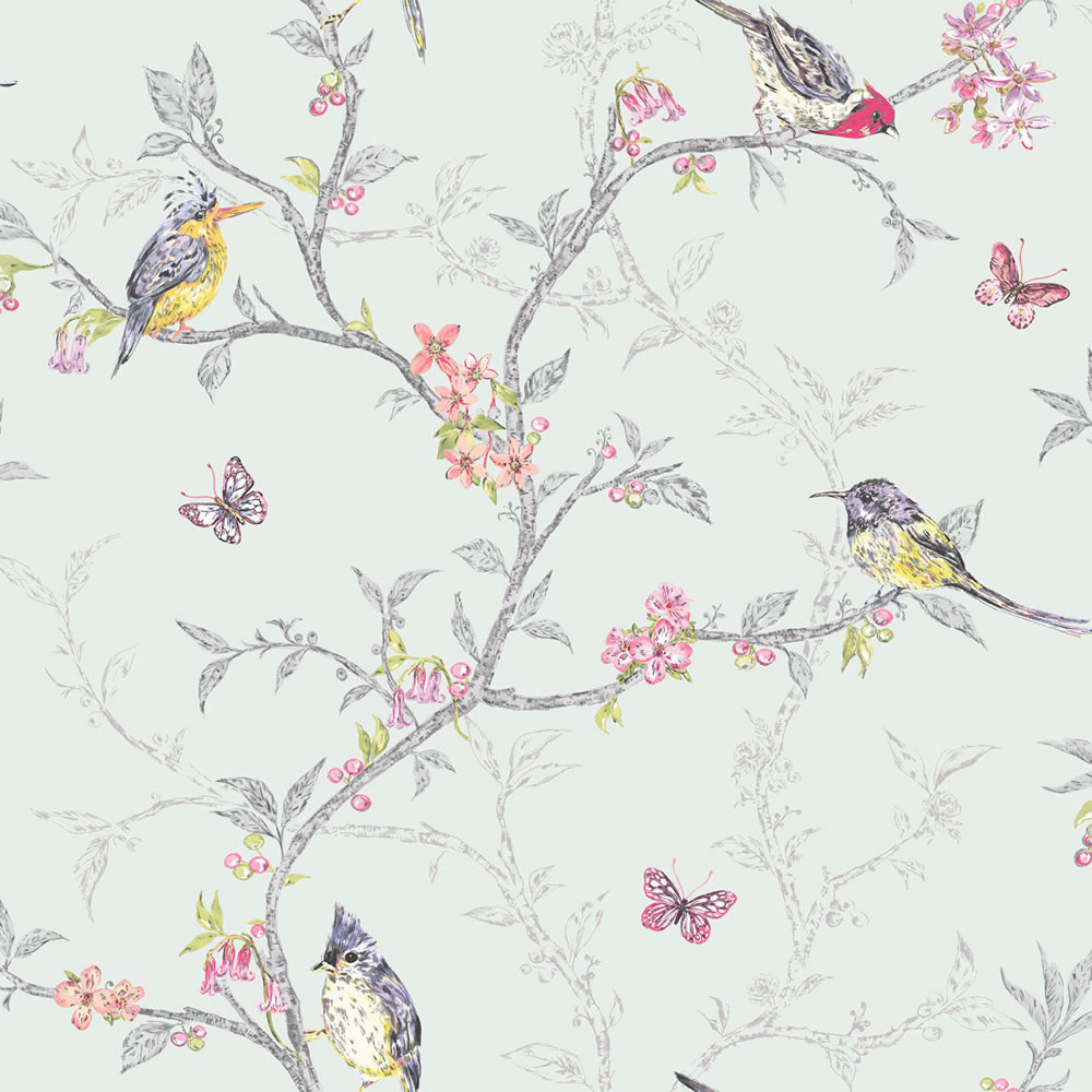 Holden Decor Phoebe Soft Teal Wallpaper 10m x 53cm, Green