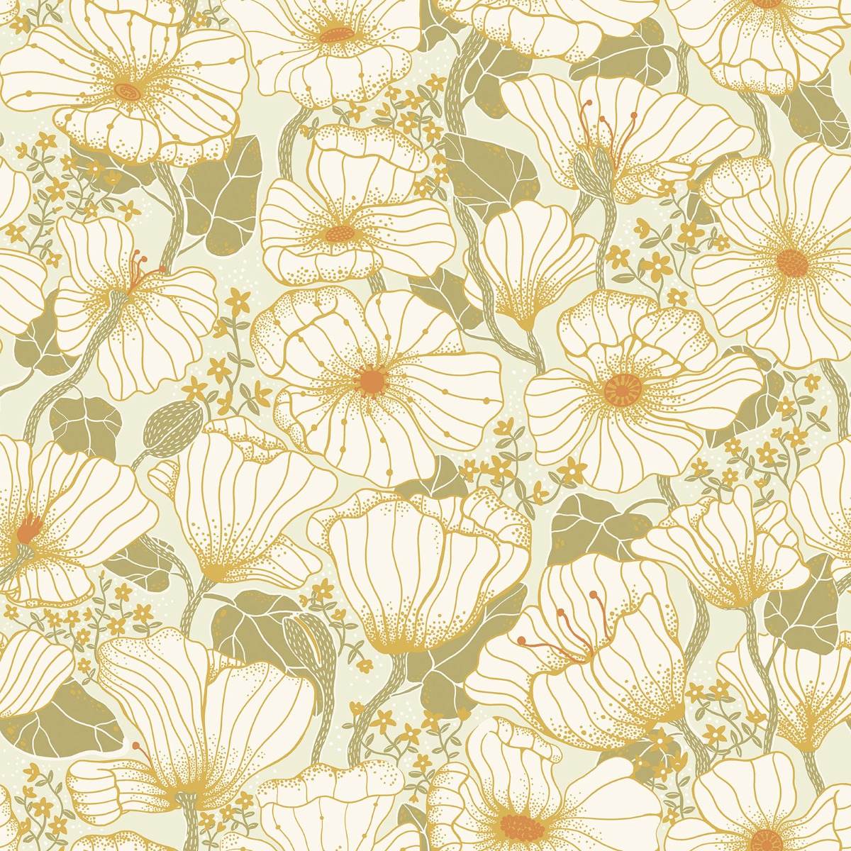 Galerie Sommarang Floral Green Wallpaper S65111, Green