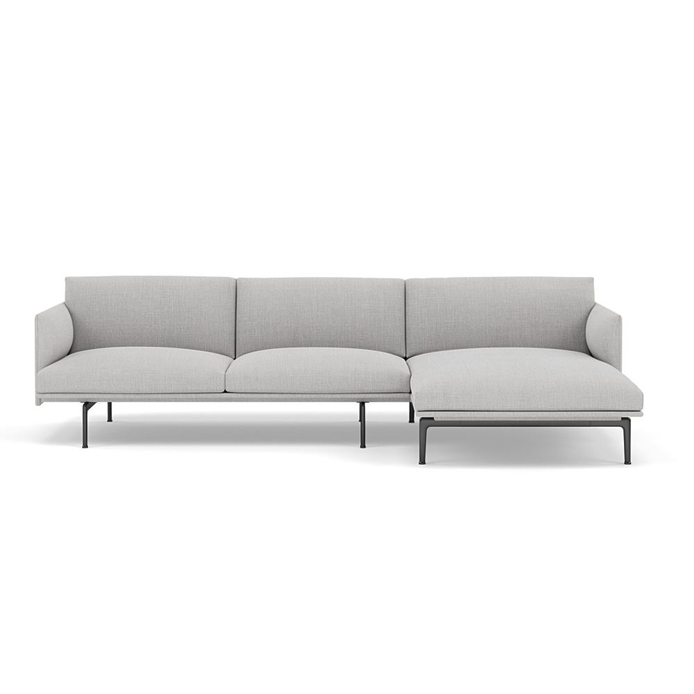 Outline Sofa With Chaise Longue Right Black Remix 123