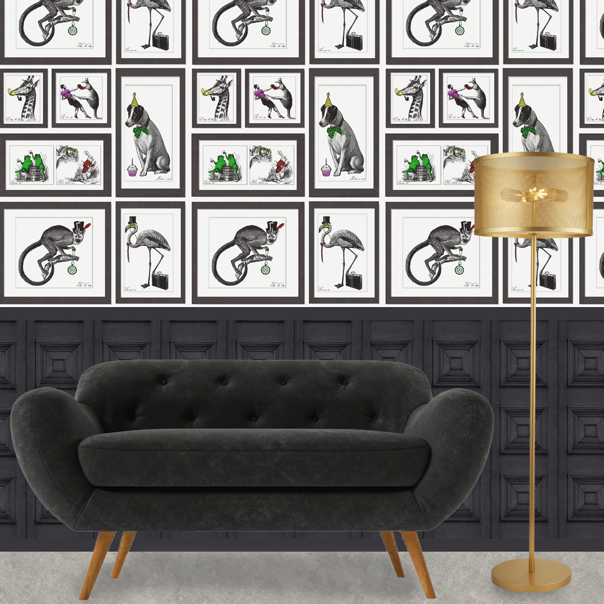 Holden Decor Mad Dogs Multi Wallpaper 10m x 53cm, Multi