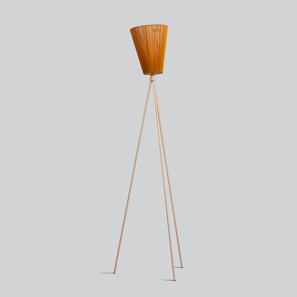 Oslo Wood Floor Lamp Beige Caramel