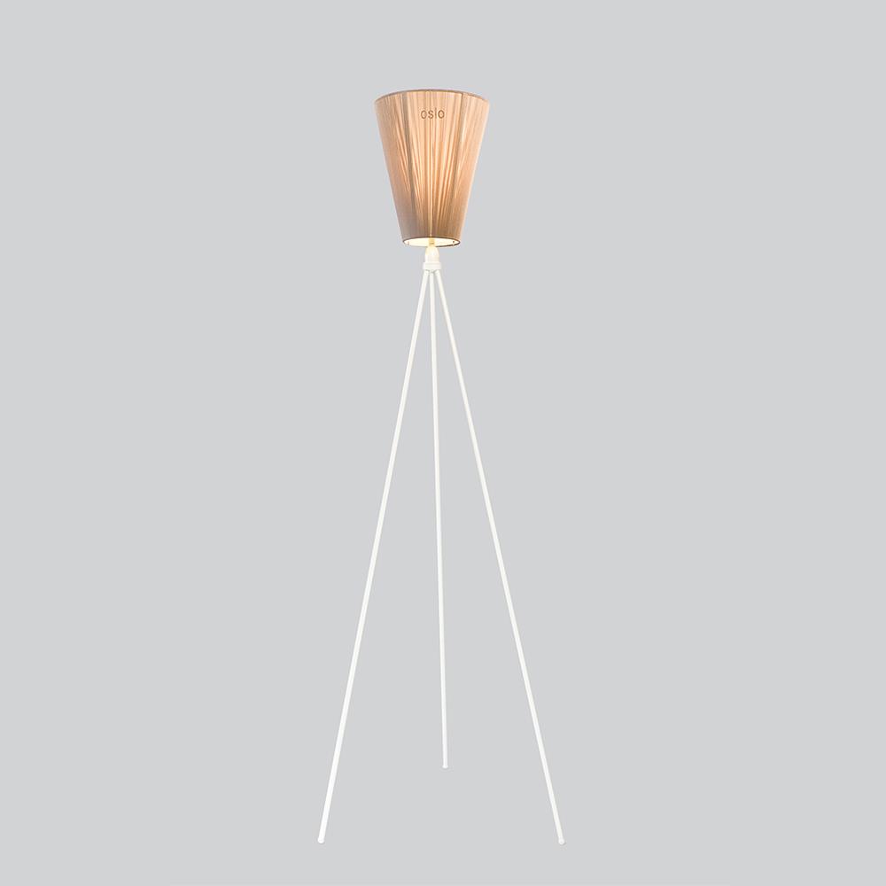 Oslo Wood Floor Lamp Matt White Beige