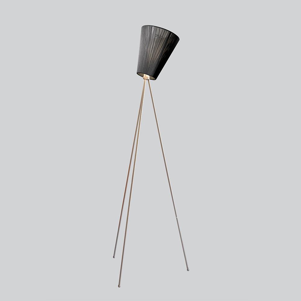 Oslo Wood Floor Lamp Steel Black