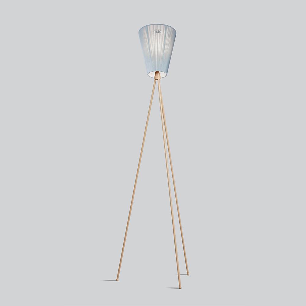 Oslo Wood Floor Lamp Beige Light Blue