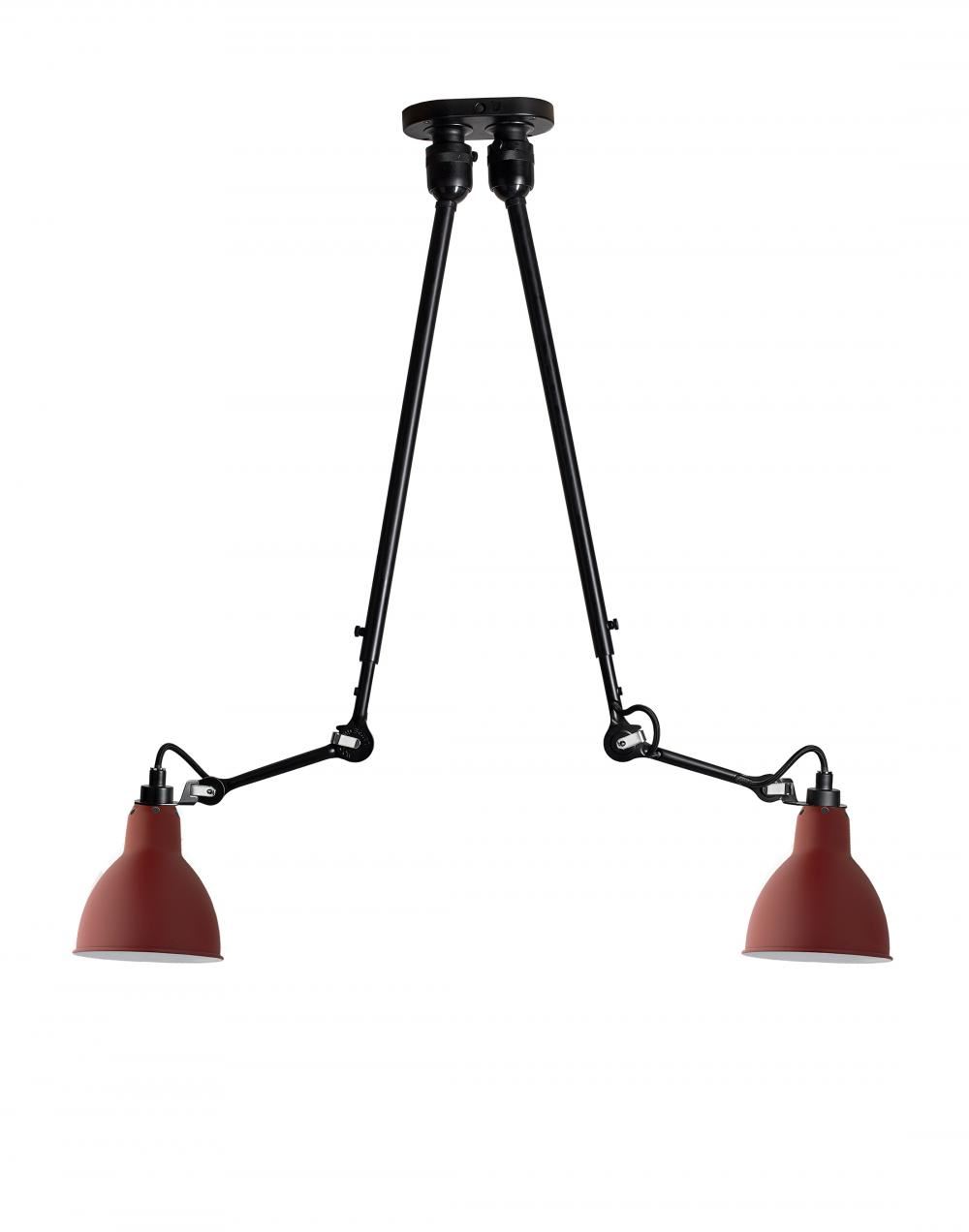 Lampe Gras 302 Double Ceiling Light Red Shade
