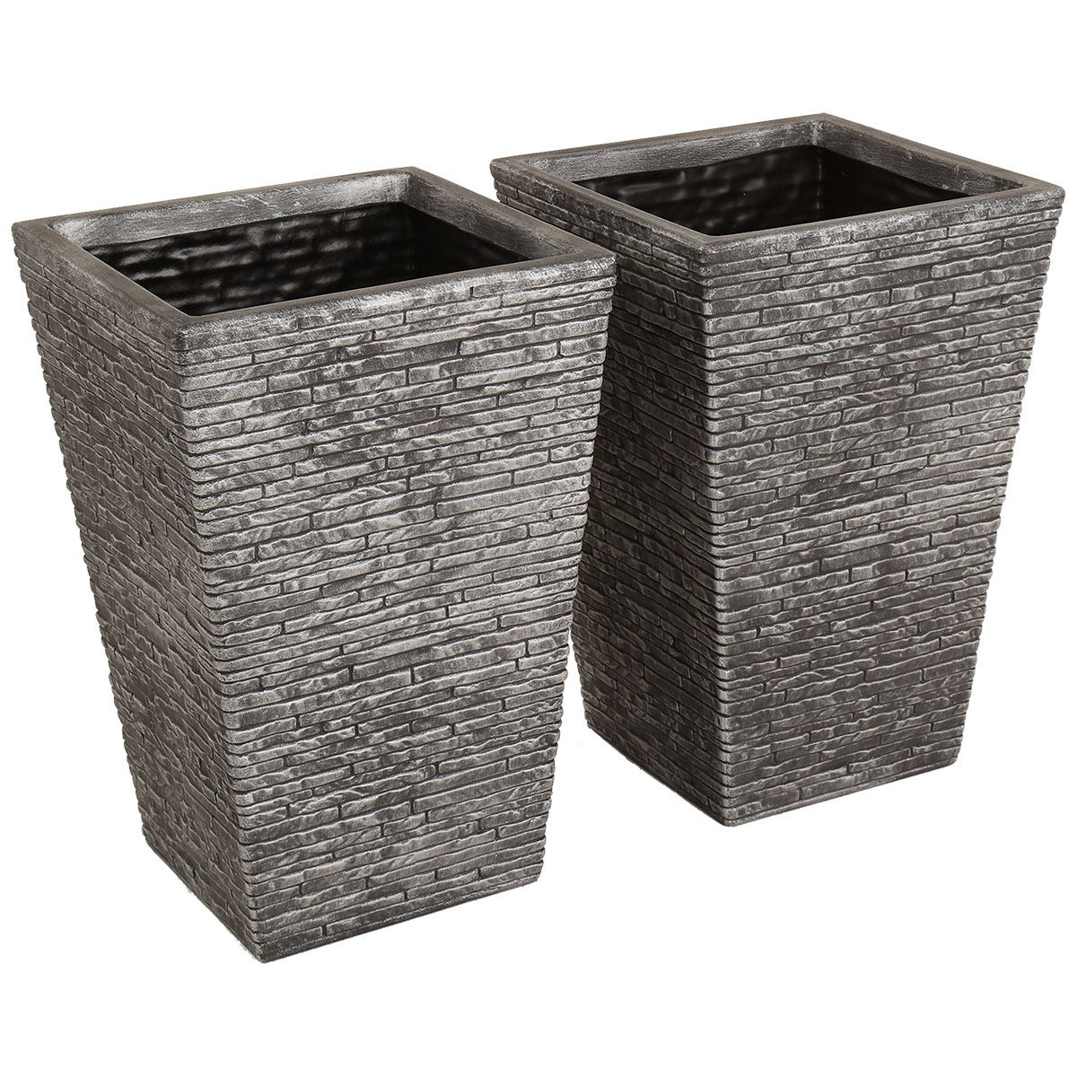 Charles Bentley Pair Of Tall Slate Planters Dia 30cm