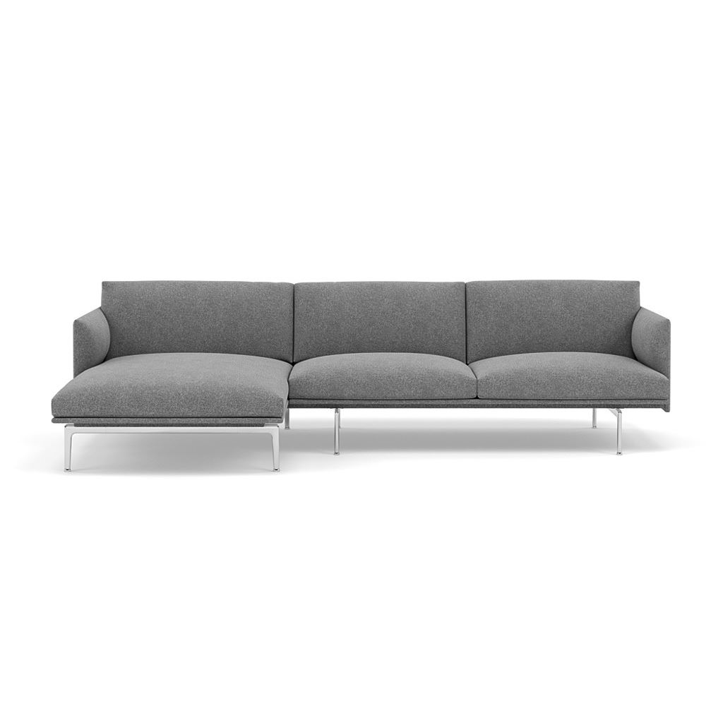 Outline Sofa With Chaise Longue Left Polished Aluminum Hallingdal 166