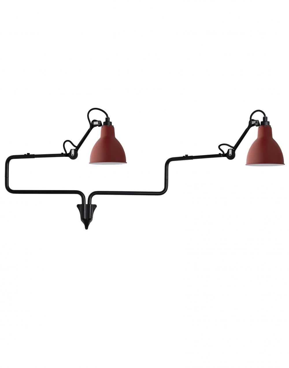 Lampe Gras 303 Double Wall Light Red Shade