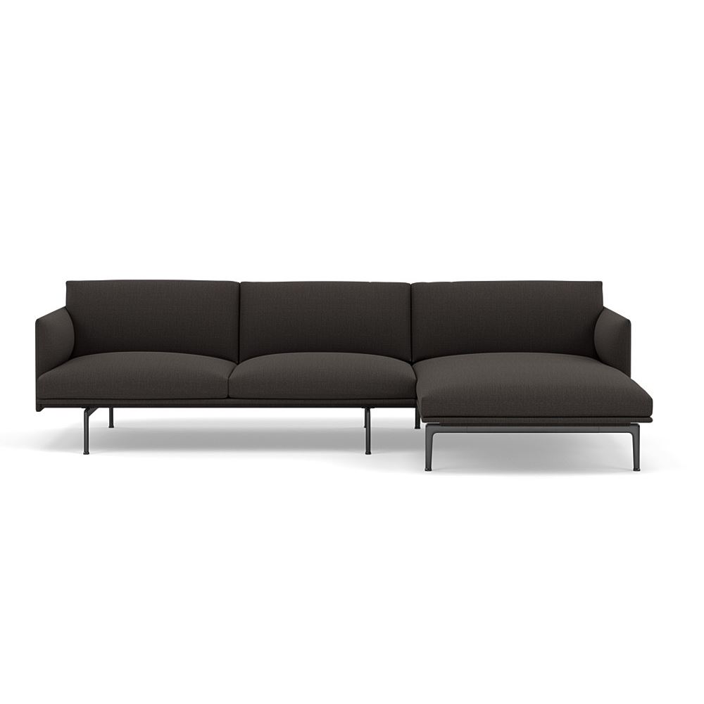 Outline Sofa With Chaise Longue Right Black Canvas 174