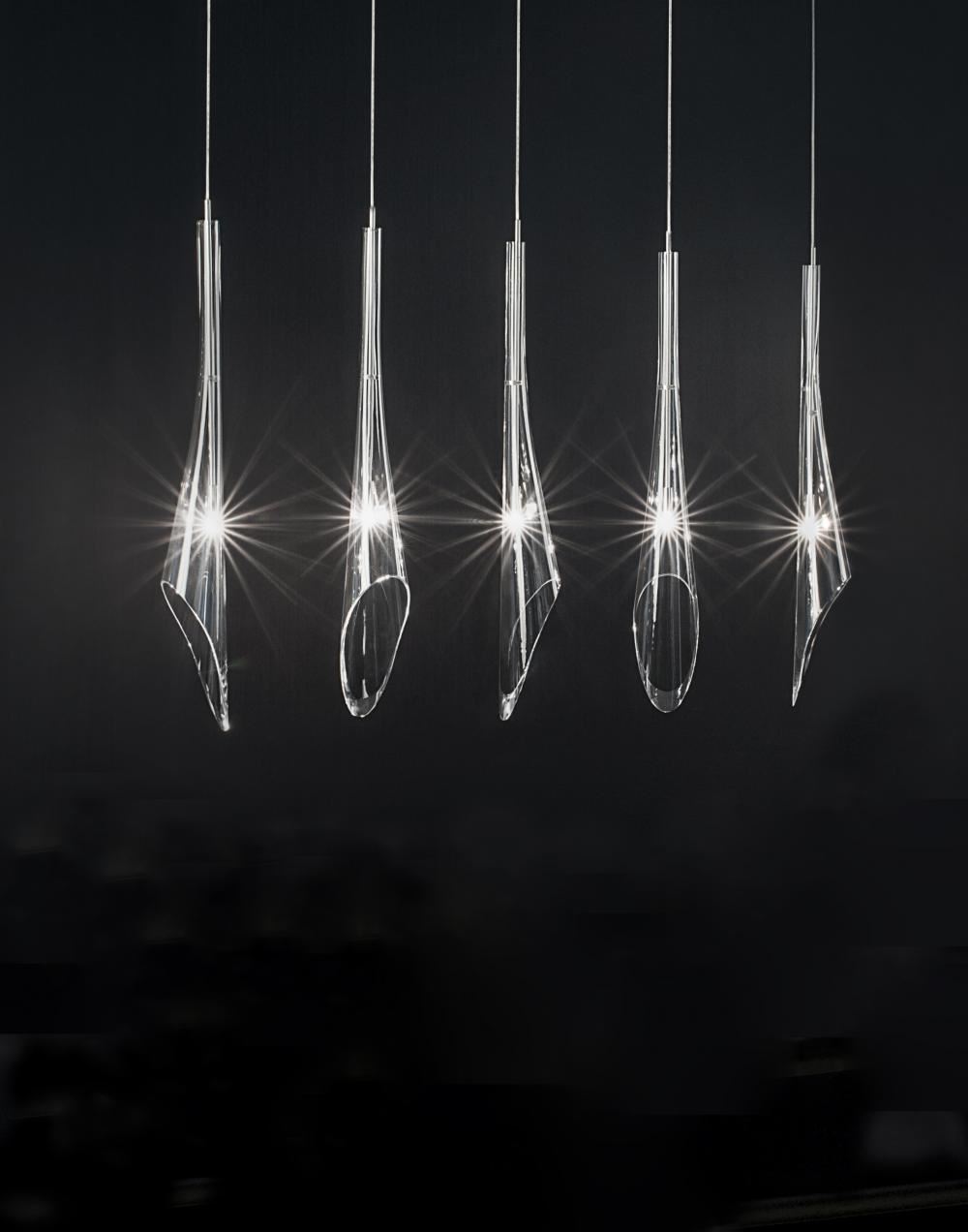 Terzani Calle Pendant 3 5 Pieces 5 Pendants Linear Canopy Clear Designer Pendant Lighting