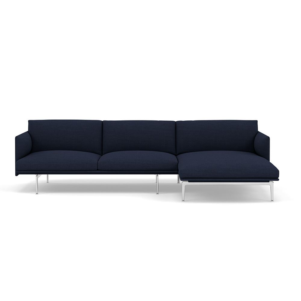 Outline Sofa With Chaise Longue Right Polished Aluminum Canvas 794