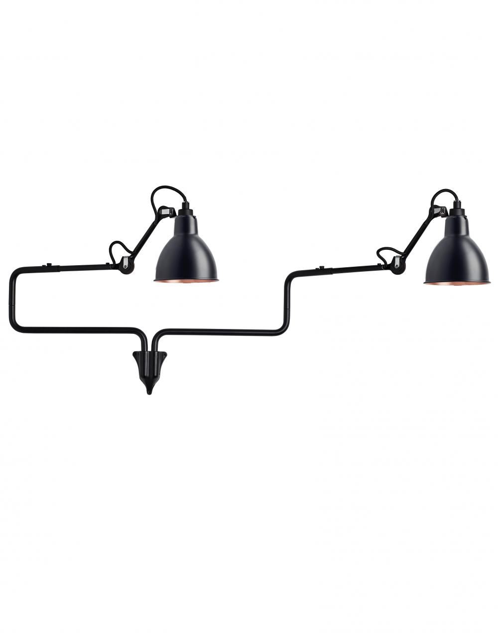 Lampe Gras 303 Double Wall Light Black Shade With Copper Interior