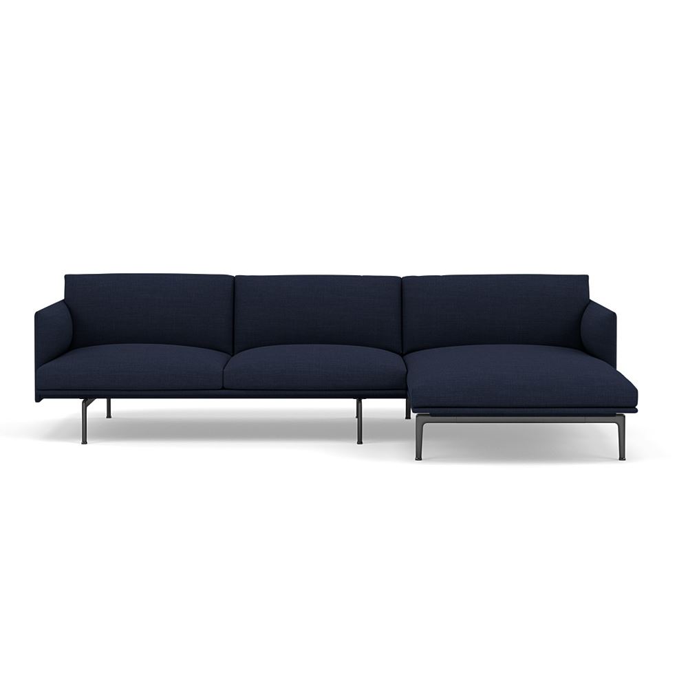 Outline Sofa With Chaise Longue Right Black Canvas 794