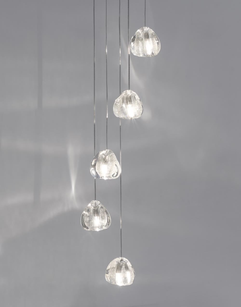 Terzani Mizu Pendant 3 7 Pieces 7 Clear Silver Dust Brushed Nickel Canopy Designer Pendant Lighting