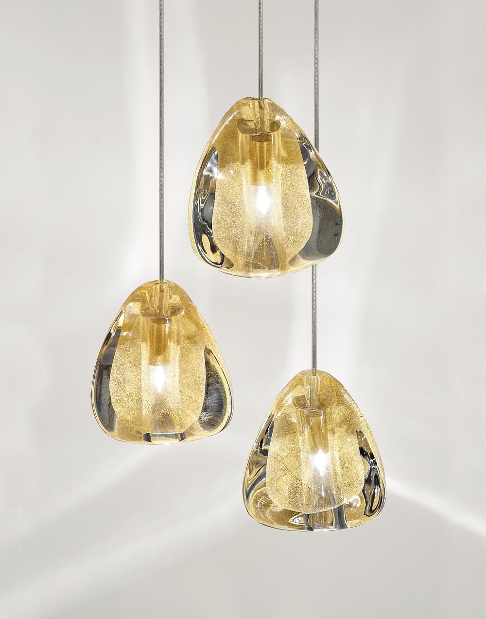 Terzani Mizu Pendant 3 7 Pieces 3 Clear Gold White Canopy Designer Pendant Lighting