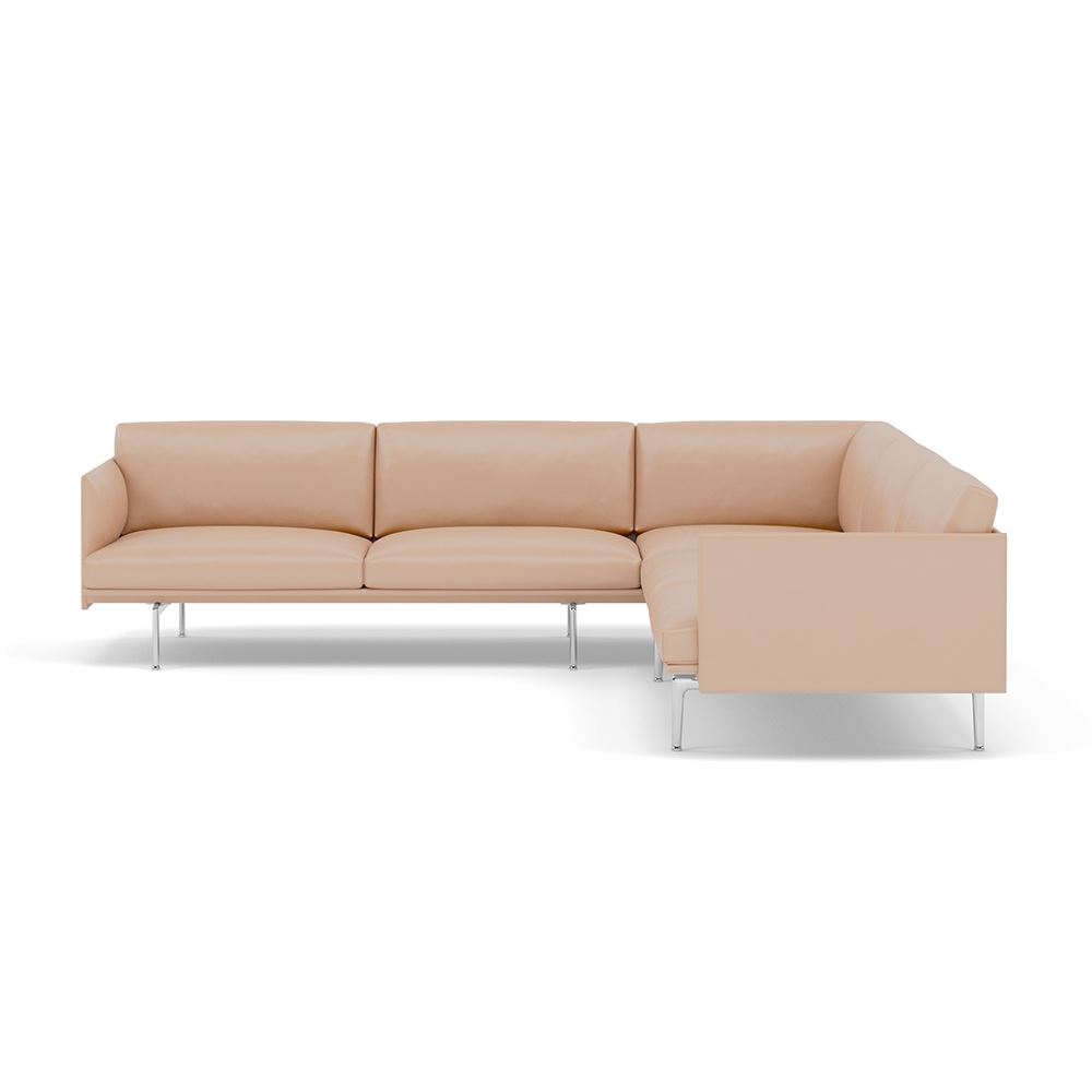 Outline Corner Sofa Polished Aluminum Refine Leather Beige