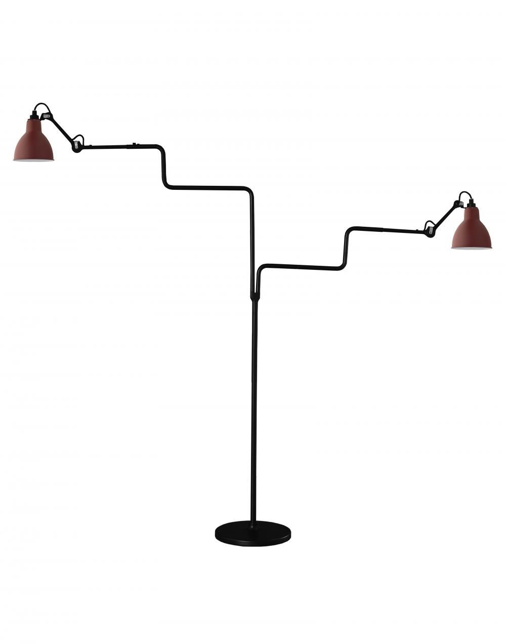 Lampe Gras 411 Double Floor Light Red Shade