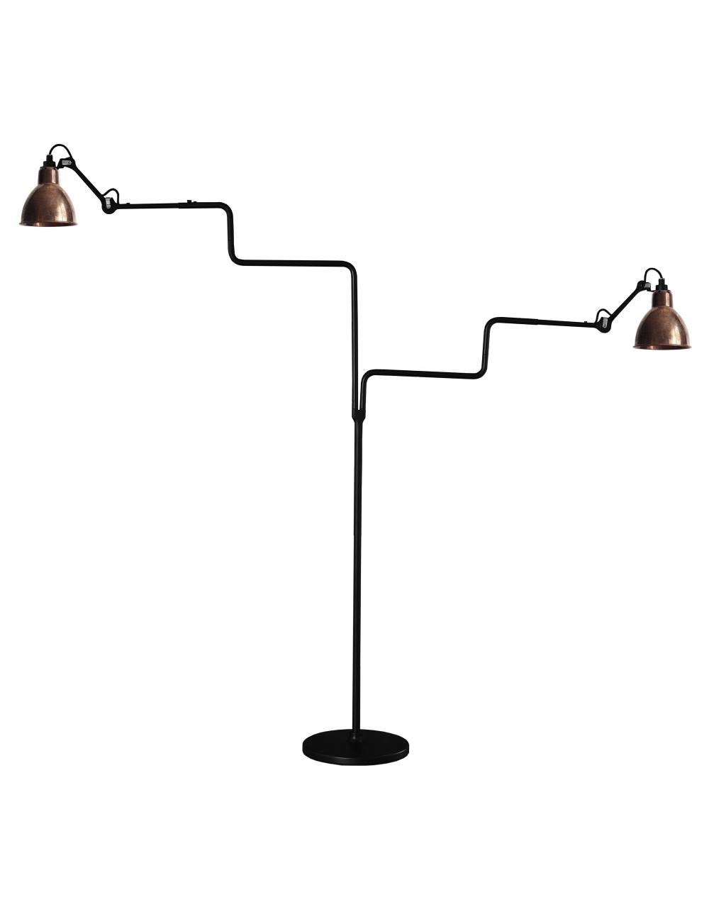 Lampe Gras 411 Double Floor Light Raw Copper Shade