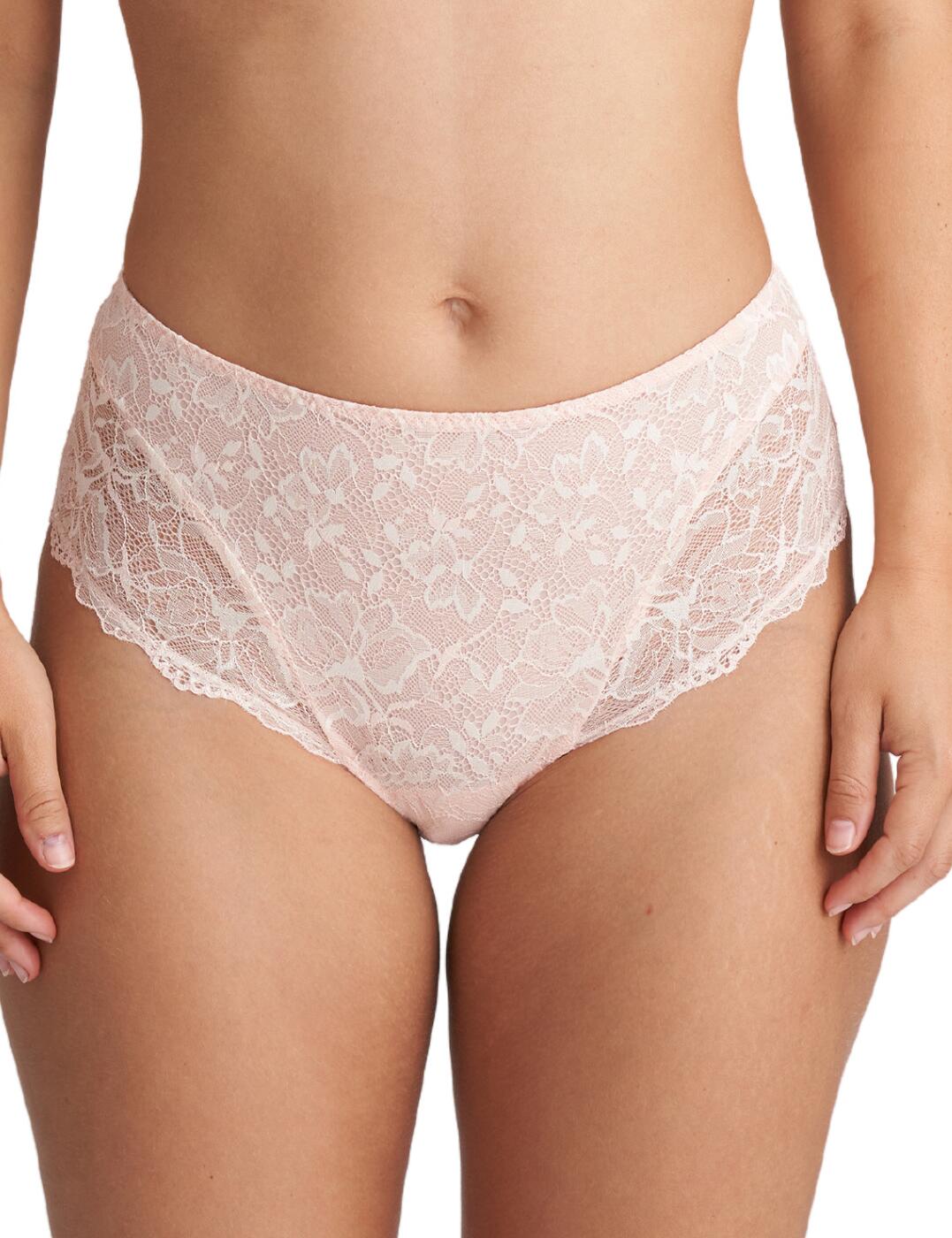 Look luxurious and feel comfy in Marie Jo Manyla full briefs! These full briefs feature a high-rise waist for a flattering fit, plus lace fabric on the front and back for a delicate, feminine look. When it's time to relax, you'll love the sheer back material on the front and side for extra breathability. Plus, moderate rear coverage ensures your comfort all day long. You can top off the look with matching coordinates, available for purchase, for an even more glamorous feel.  Full briefs High-rise waist Lace fabric on the front and back Sheer back material on front and side Moderate rear coverage Matching coordinates available Composition: 58% Polyamide &pipe; 21% Elastane &pipe; 15% Polyester &pipe; 6% Cotton Listed in UK sizes  62857-108280-1436788 0502731 High-Waist Brief